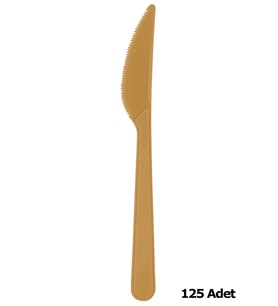 Plastik Gold Altın Renkli Lüx Parti Doğum Günü Bıçak - 18 Cm. - 25 Adetlik 5 Paket