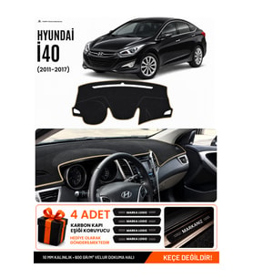 e-biz HYUNDAİ İ40 (2011-2017) Uyumlu Torpido Koruma, Torpido Örtüsü, Torpido Kılıfı - Siyah-Bej - HU007