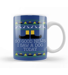 Good News Elf Quote Christmas Knit Kupa Bardak Porselen