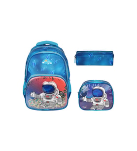 Rlx-1370 Erkek Çocuk Kalemlikli Beslenme Çantalı Üçlü Set Astronot Desenli İlk Okul Çantası Sırt Çan