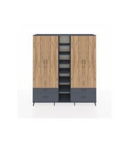 Hyperion Dolap 12 Raflı 4 Çekmeceli 2 Askılı 220x44x243 Antrasit-Çam/Antrasit