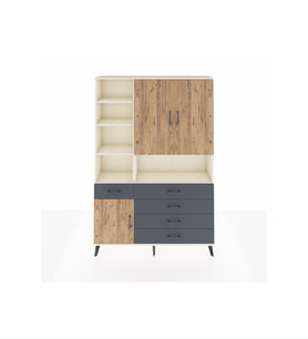 Arges Dolap 8 Raflı 5 Çekmeceli 3 Kapaklı 132x30x195 Aytaşı-Çam/Antrasit