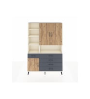 Arges Dolap 8 Raflı 5 Çekmeceli 3 Kapaklı 132x30x195 Aytaşı-Çam/Antrasit