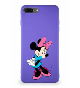 Apple iPhone 7 Plus Soft Premier Kapak Minnie Mouse-F Tasarımlı Silikon Kılıf - Mor (Şeffaf)