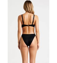 Kadın Bikini Takımı Bralette Üst Slip Alt Normal Bel Dokulu Örme Kumaş Geniş Askılı Büzgülü Yaka