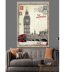 Londra Big Ben Vintage Dekoratif Kanvas - Mdf Ahşap Tablo