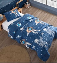 Cotton Touch Astro Mavi Tek Kişilik Kapitone Yatak Örtüsü