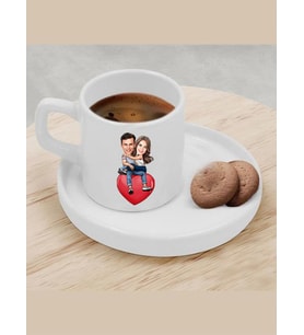 Kişiye Özel Türk Kahvesi Fincanı Karikatür Sevgili Fincanı