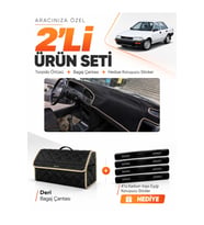 e-biz TOYOTA COROLLA FINDIK KASA (1988-1991) Uyumlu Torpido Örtüsü + Deri Çanta - Siyah-Bej - TO011