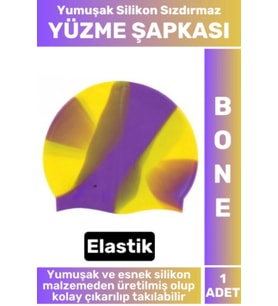 Premium Seri Su Geçirmez Elastik Yumuşak Yüzücü Havuz Deniz Yüzme Şapkası Silikon Bone 1 Adet