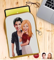 BK Gift Kişiye Özel Sevgililer Karikatürlü Taşınabilir Koruyucu Tablet Kılıfı & Organizer Çanta - Sarı-90