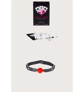 Amora Secret Sexy Görselli Oyun Kartı Sutra Siyah Kırmızı Ağız Topu Set