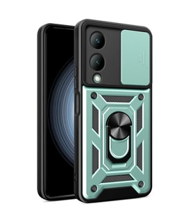 Newface Vivo Y17S Kılıf Pars Lens Yüzüklü Silikon - Yeşil