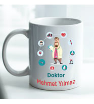 Kişiye Özel İsim ve Fotoğraf Baskılı Doktor Temalı Kupa Bardak No:003