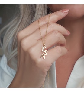 925 Ayar Gümüş Üç Harfli Kişiye Özel Kolye (Gold)