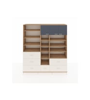 Hyperion Dolap 17 Raflı 6 Çekmeceli 3 Kapaklı 220x44x243 Çam-Antrasit/Aytaşı