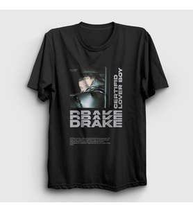 Presmono Unisex Siyah Drake Certified Lover Boy T-Shirt 420391tt