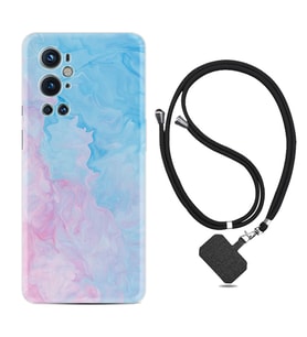 Tecno Spark 9 Pro Kılıf Resimli Boyun Askılı İpli Desenli Silikon Pink Blue Abstract 1385