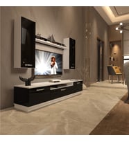 Decoraktiv Trendstyle 5D Mdf Tv Ünitesi Tv Sehpası - Beyaz Siyah (Siyah - Beyaz)