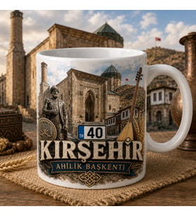 Kırşehir Temalı Hediyelik Kupa Bardak - 40 Plaka Ahilik Başkenti Tarihi ve Kültürel Simgeler Baskılı Özel Tasarım Kupa