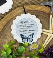 7cm Özel Baskılı Magnet Uv Baskılı - Mavi Kelebek Dualı