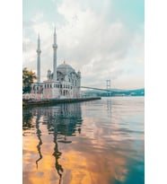 İstanbul Ortaköy Camii ve Boğaz Köprüsü MDF Tablo - Deniz Manzaralı Çerçevesiz Duvar Panosu