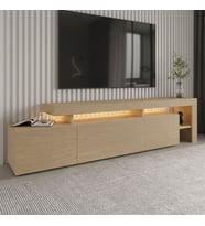Beliz Modern LED Işıklı 3 Kapaklı, Raflı TV Sehpası – 192 cm