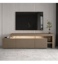 Beliz Modern LED Işıklı 3 Kapaklı, Raflı TV Sehpası – 192 cm