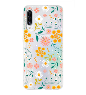 Samsung Galaxy A30s Uyumlu Kapak Çiçek Tasarımlı Şeffaf Silikon Kılıf