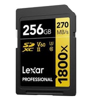 Lexar SD 256GB Profesyonel 1800x UHS-II SDXC Hafıza Kartı (GOLD Serisi)