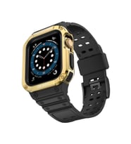 Uray store Apple Watch 42mm KR401 Silikon Kordon - Siyah-Gold