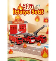 3'lü Metal Çek Bırak İtfaiye Araba Seti - Dayanıklı Diecast Oyuncak İtfaiye Araçları