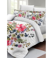 Çift Kişilik ( Lastikli Çarşaflı ) %100 Pamuk Saten Nevresim Takımı Flower Dance