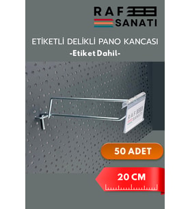 Etiketli Delikli Pano Kancası 20 CM 50 ADET Tel Askı Kancası Delikli Panel Raf Askısı Fon Kancası Etiketli