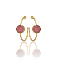 Kadir Jewellery 22 Ayar Altın Kaplama Kadın Taşlı Küpe -El İşçiliği Ve Hipoalerjenik Küpe