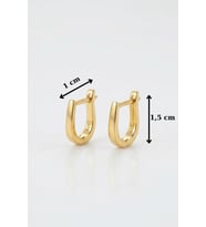 925 Ayar Gümüş Taşsız Minimal J Kadın Küpe 1,5 cm Zarif Halka Küpe (Gold)