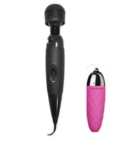 Siyah Güçlü Ayarlanabilir Titreşime Sahip Elektrikli Masaj Aleti+Pembe Titreşimli Mini Titreşimli Vibratör