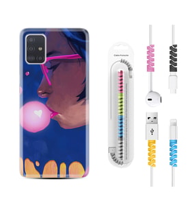 Samsung a71 A72 A73 A7 A9 2018 C7 C9 Kılıf Kablo Koruma Spiral Silikon Sakız ve Kız 1767