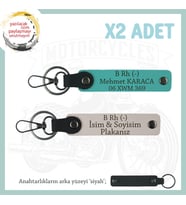 Yol Arkadaşlarına Özel, İsim Plaka ve B Rh (-) Kan Grubu  2'li Anahtarlık Takım, Pudra-K Turkuaz-Syh (Çok Renkli)