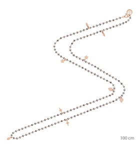 Hematit Boncuklu Rose Altın Kaplama Rosary Gümüş Kolye