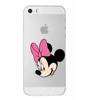 Apple iPhone 5S Uyumlu Kapak Minnie Mouse Tasarımlı Şeffaf Silikon Kılıf