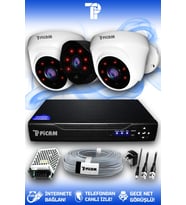 PICAM 3 Kameralı Uzay 2 İç Kamera Set HDD'siz Full HD Gece Görüşlü Güvenlik Kamerası Sistemi