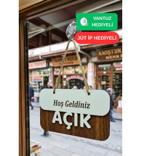 3 Katlı Modern Açık/Kapalı Tabelası - Beyaz/Rebap