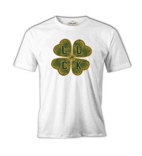 Four Leaf Luck Clover Beyaz Erkek Tshirt