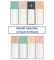 BÖLME TABLOSU, PRATİK ZEKA GELİŞİMİ  (3 Sayfa A4 Boyut)