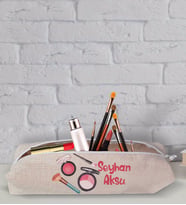 BK Gift Kişiye Özel İsimli Keten Bez Makyaj Çantası-17