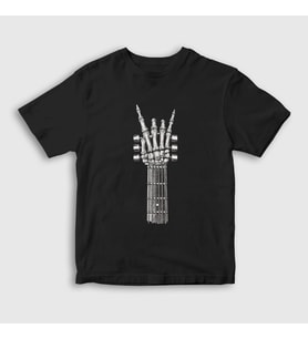 Presmono Unisex Çocuk Siyah Skeleton Hand Guitar Music Rock T-Shirt 340259tt