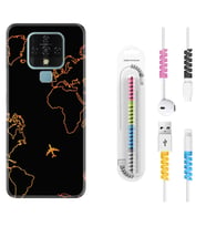 Tecno Camon 16 18P Pova 3 Pova Neo Kılıf Kablo Koruma Spiral Silikon Harita ve Uçak 1777