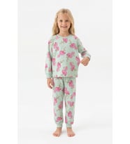 Kız Çocuk %100 Pamuk ve Filamingo Desenli Pijama Takımı 3-8 Yaş 12744IS MODANINO