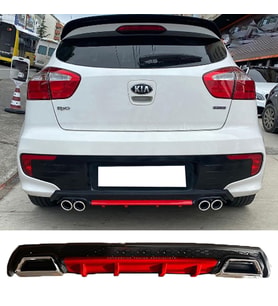 Kia Rio Hb Kırmızı Difüzör Çiftli Kare Egzoz Görünümlü D Tip Difizör